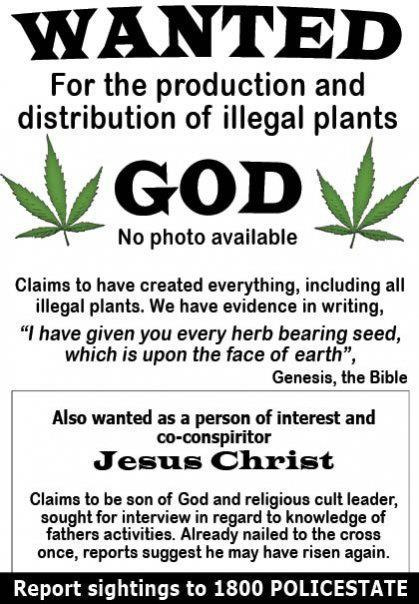 Wanted. For the production and distribution of illegal plants. God.